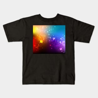 Rainbow Background with Stars Kids T-Shirt